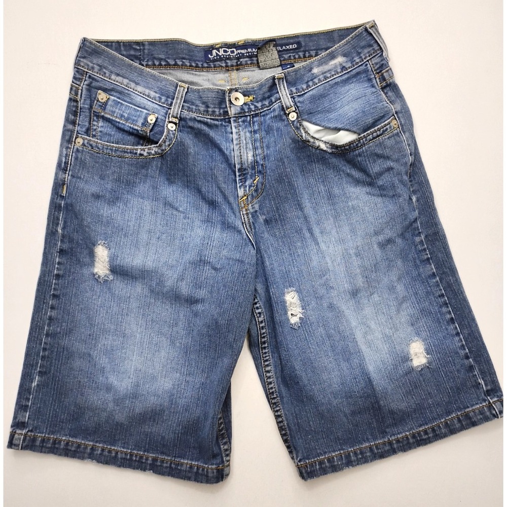 JNCO Dalton Shorts Distressed Baggy Y2K Skater Streetwear Mens 34‎ Grunge 13in